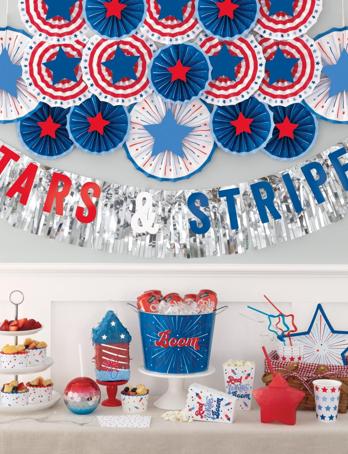 6ft Stars and Stripes Foil Banner - Stesha Party
