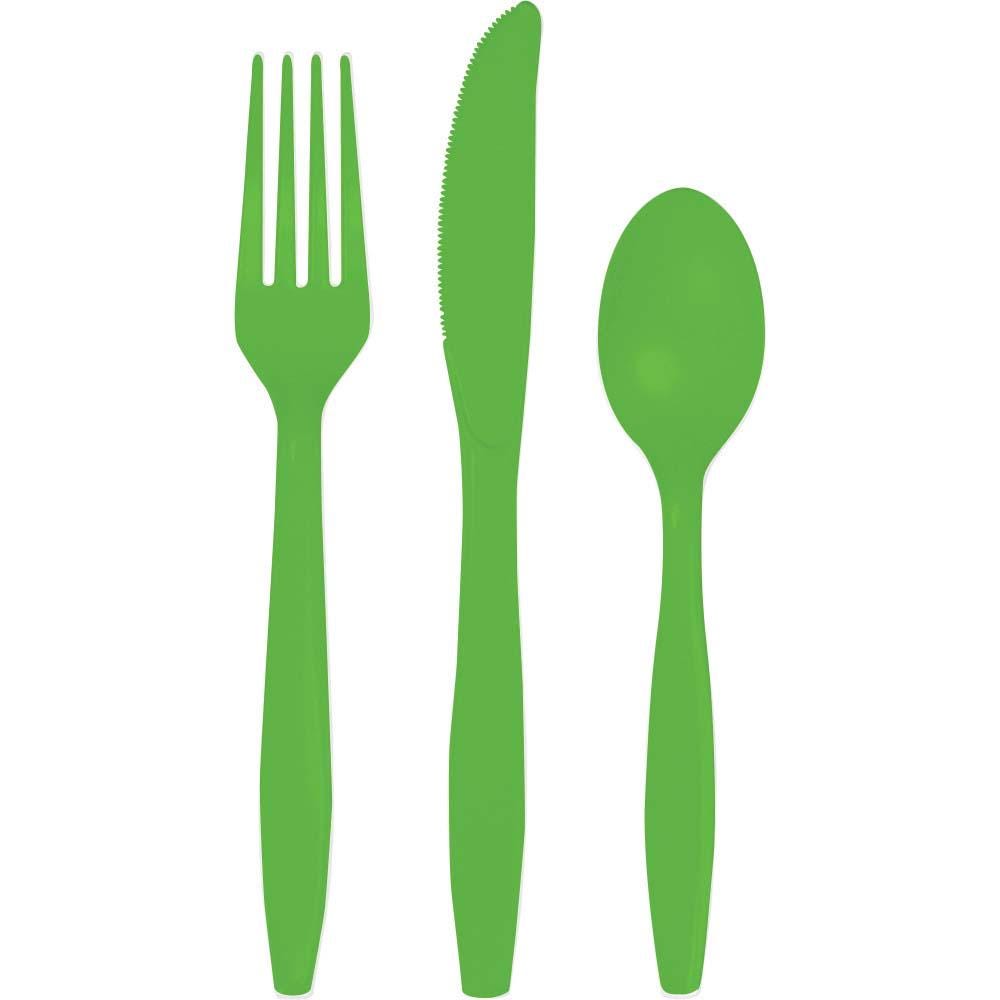 72 - Set Lime Green Cutlery - Stesha Party