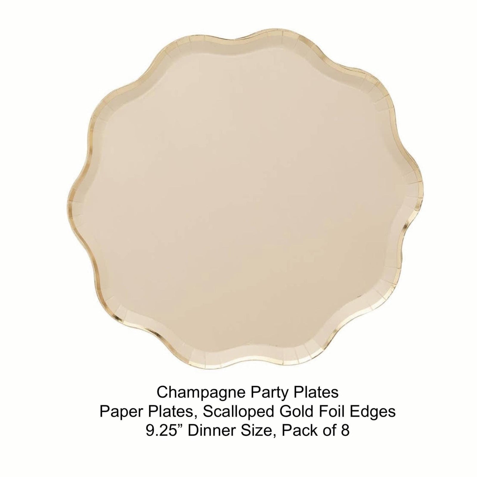 8ct Champagne Paper Plates 9.25” - Stesha Party