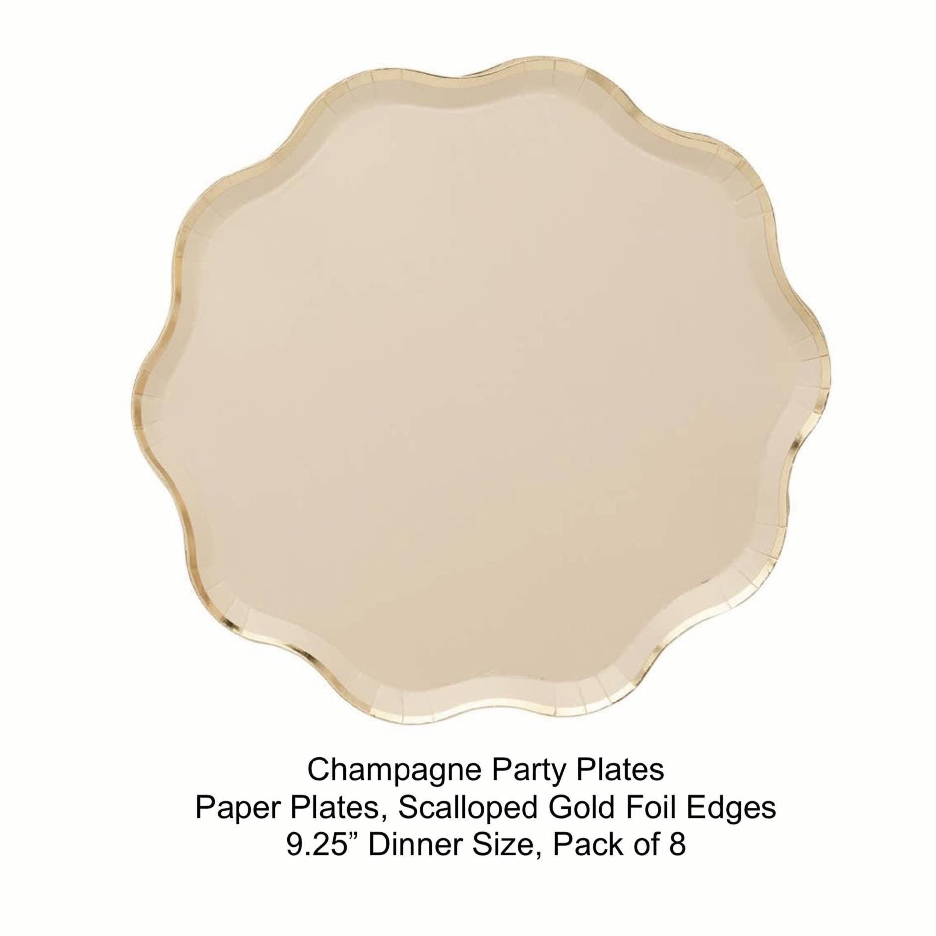 8ct Champagne Paper Plates 9.25” - Stesha Party