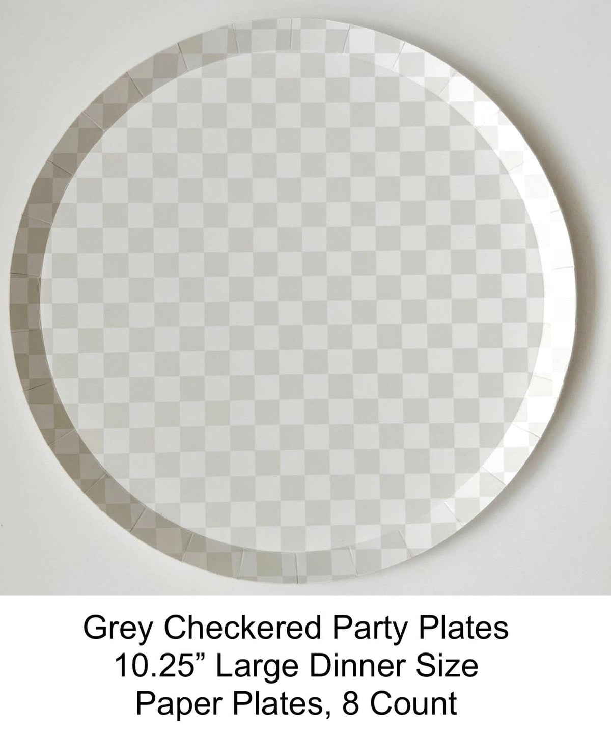 8ct Gray Checkered Dinner Plates 10.25" - Stesha Party