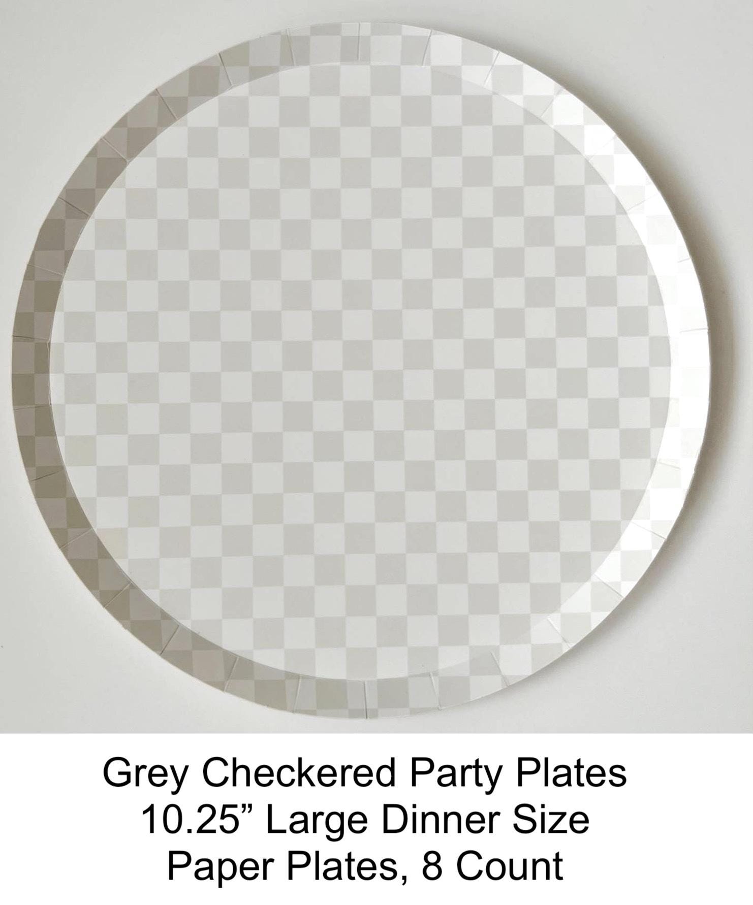 8ct Gray Checkered Dinner Plates 10.25" - Stesha Party