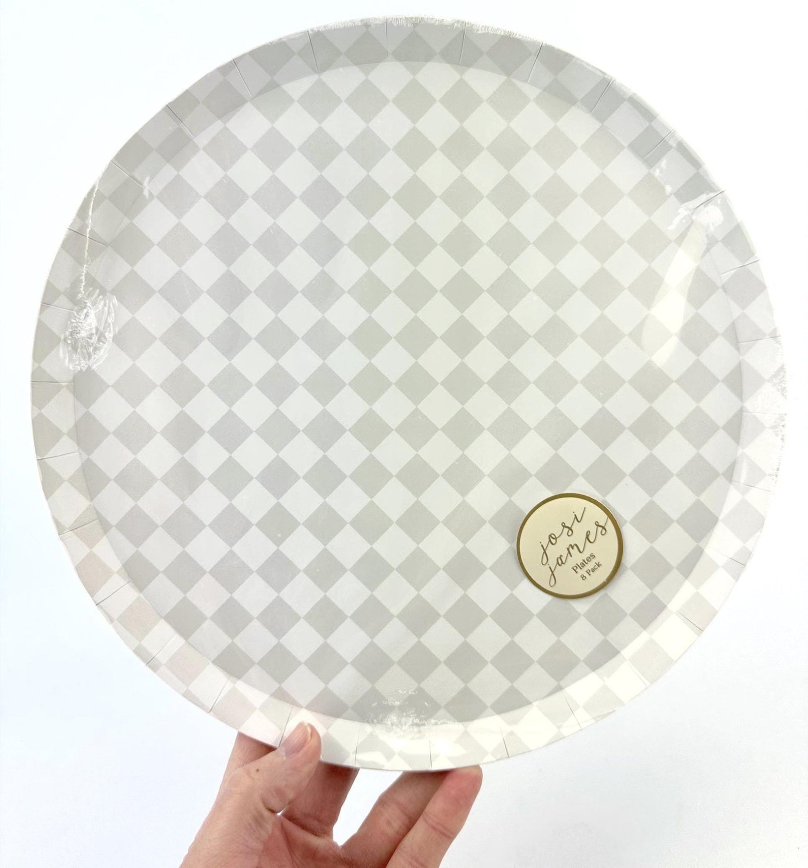 8ct Gray Checkered Dinner Plates 10.25" - Stesha Party