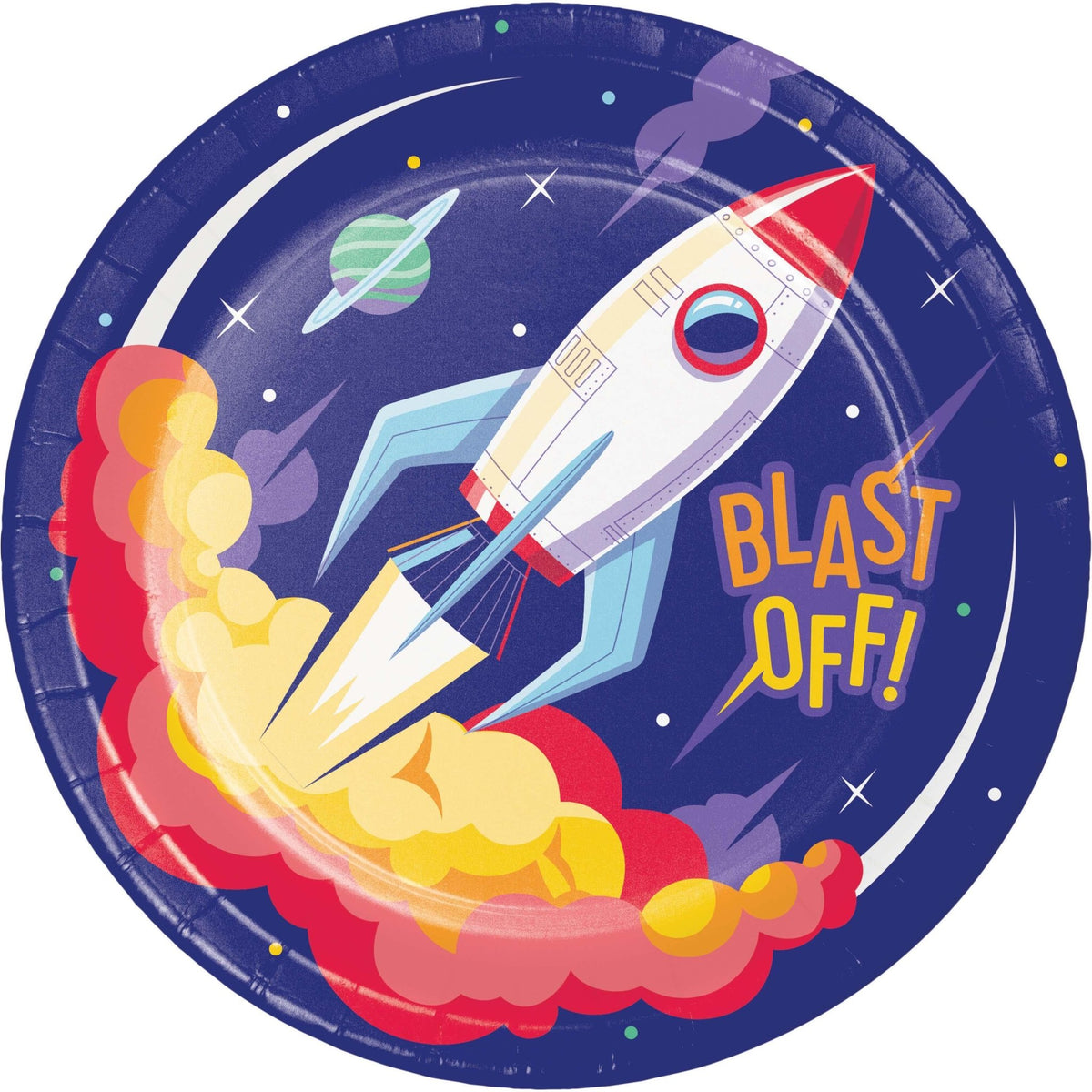 8ct Rocket Ship Paper Plates - Stesha Party