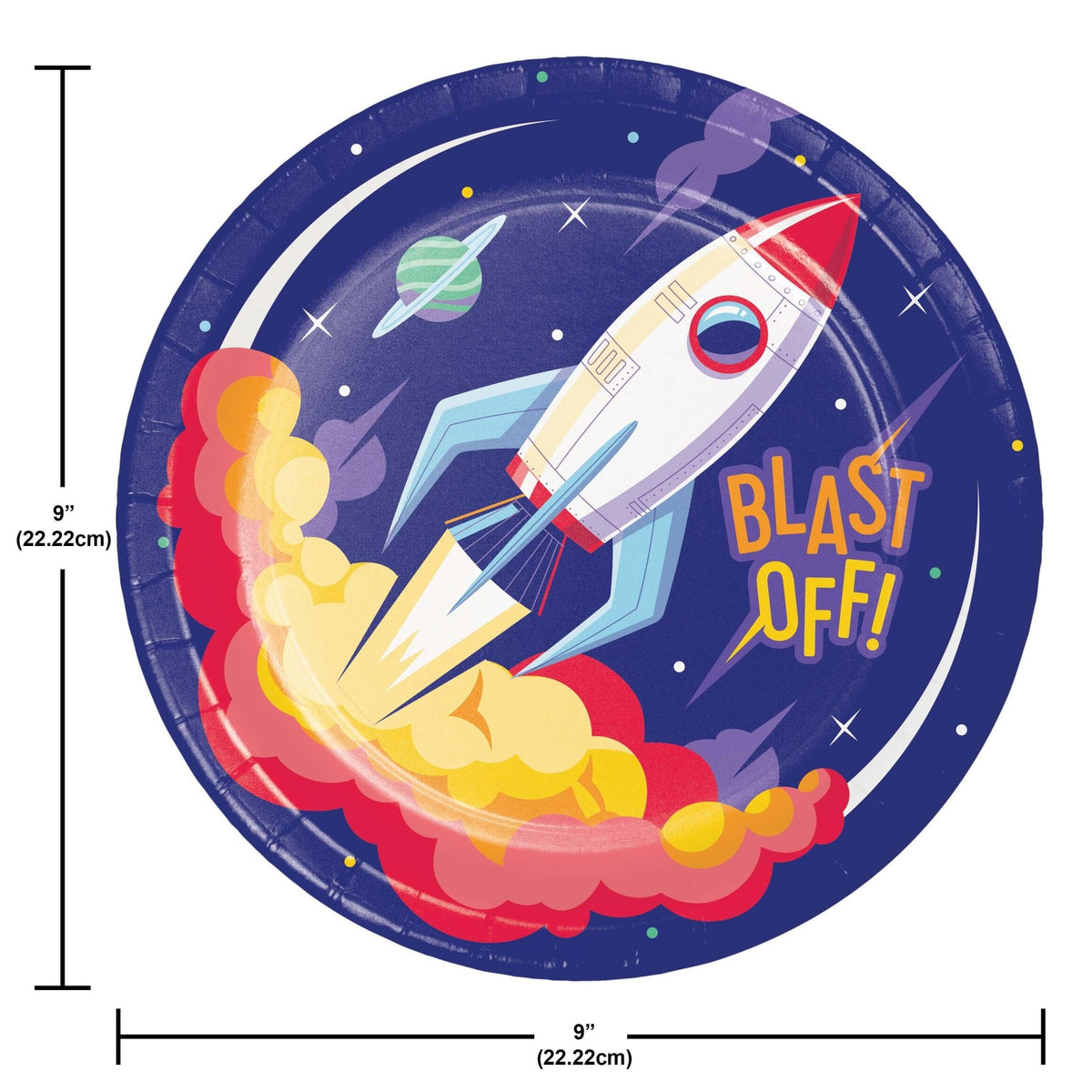 8ct Rocket Ship Paper Plates - Stesha Party