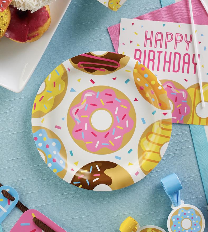 9" Donut Party Paper Plates 8ct - Stesha Party