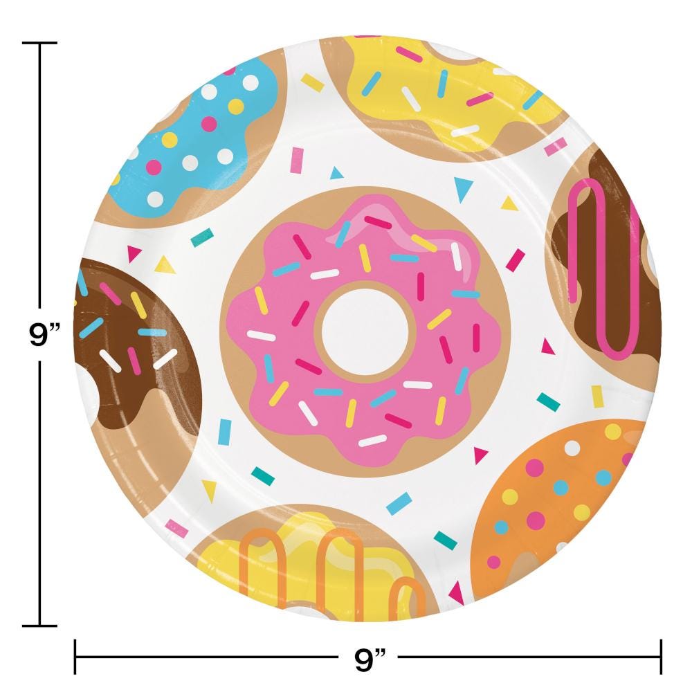 9" Donut Party Paper Plates 8ct - Stesha Party