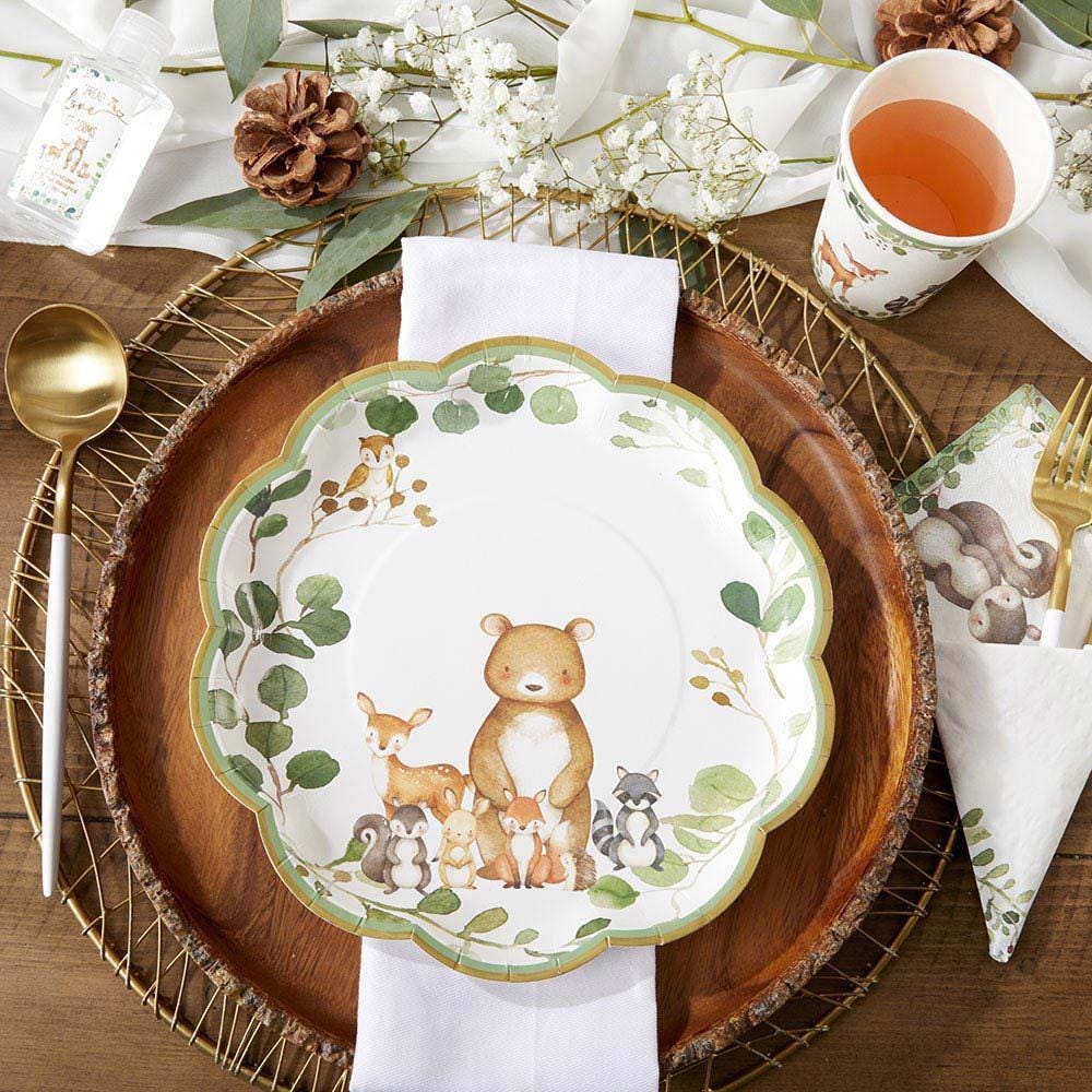9" Woodland Baby Shower Plates 16ct. - Stesha Party