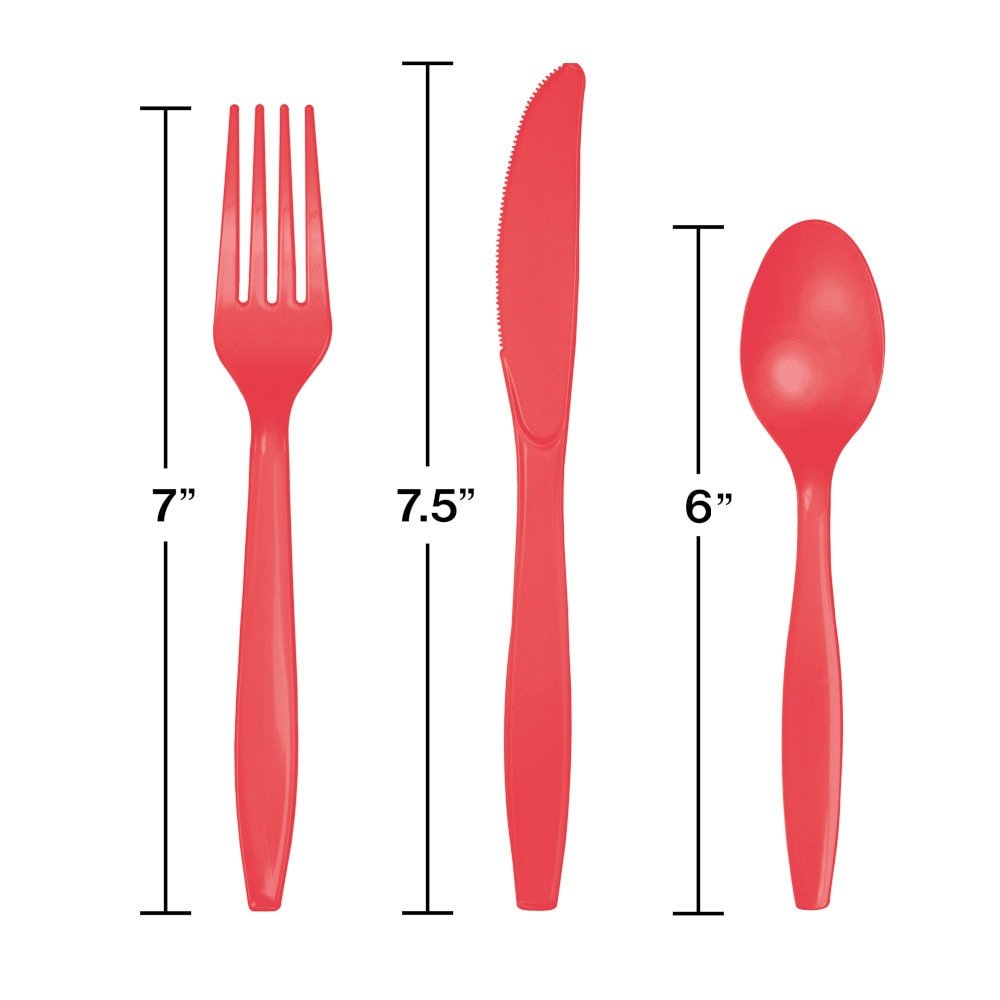 96 Sets Coral Cutlery Plastic Utensils - Stesha Party