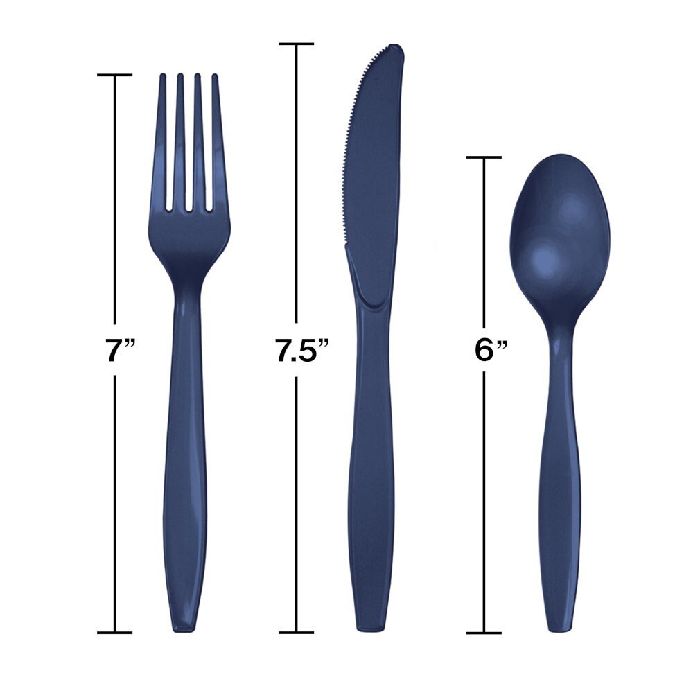 96 Sets Navy Blue Plastic Utensils - Stesha Party