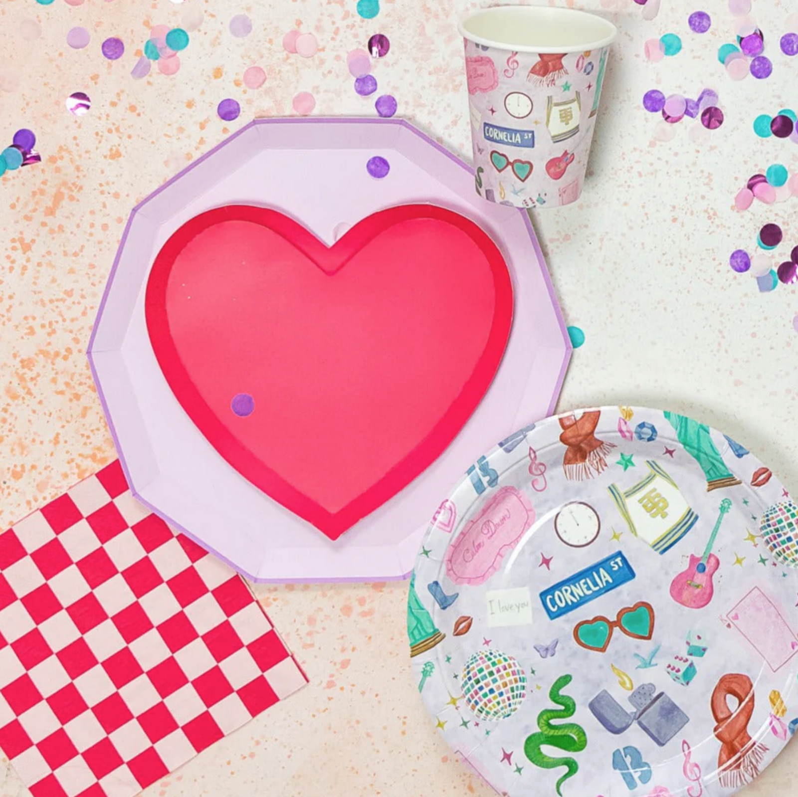 Pink Checkered Party Napkins 20ct