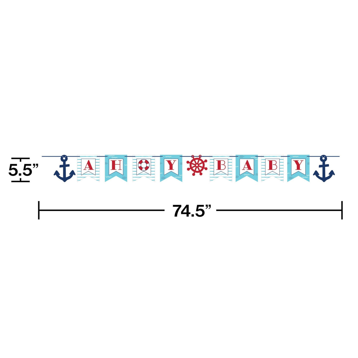Ahoy Baby Shower Banner 6.2ft - Stesha Party