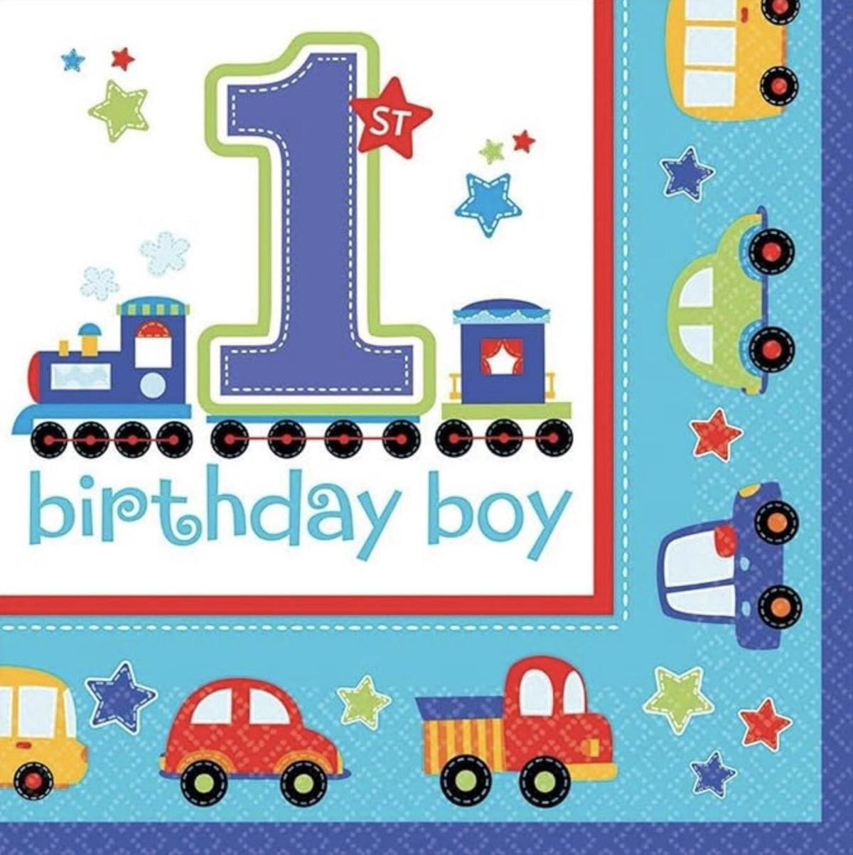 All Aboard 1st Birthday Boy Napkins 36ct - Stesha Party