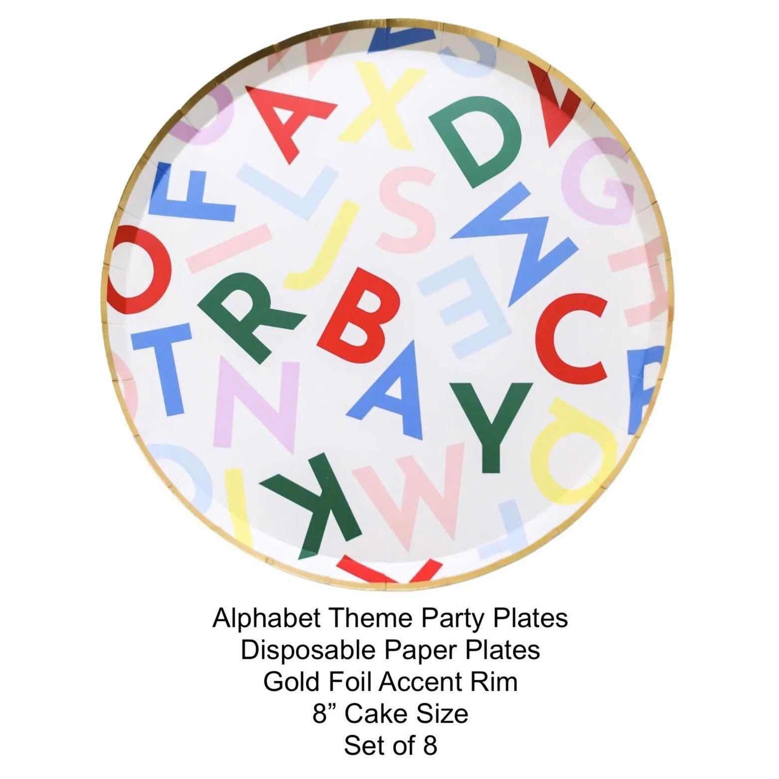 Alphabet Party Paper Lunch Plates 8ct - Stesha Party