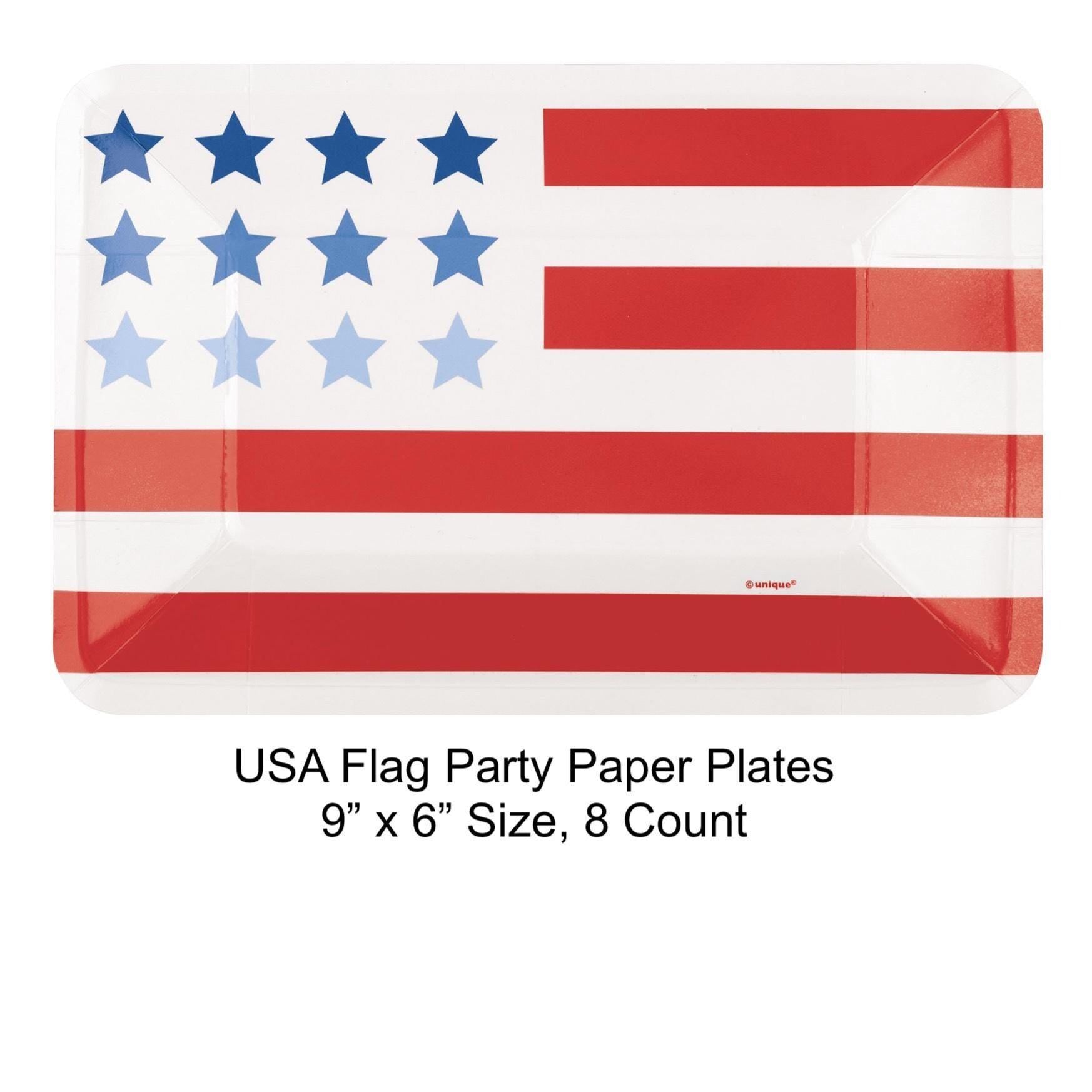 American Flag Paper Plates 8ct - Stesha Party