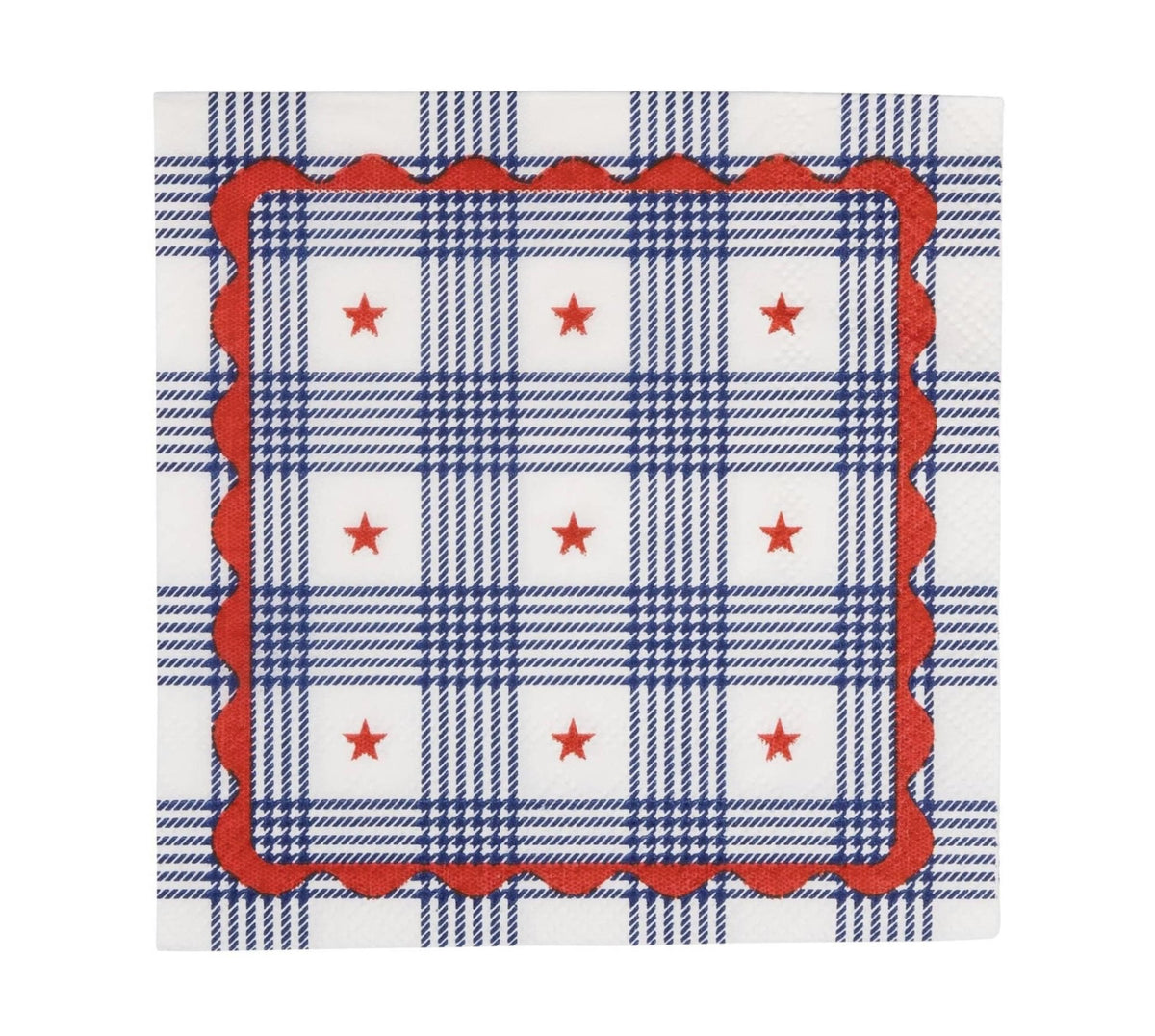 Americana Plaid Star Napkins 24ct - Stesha Party