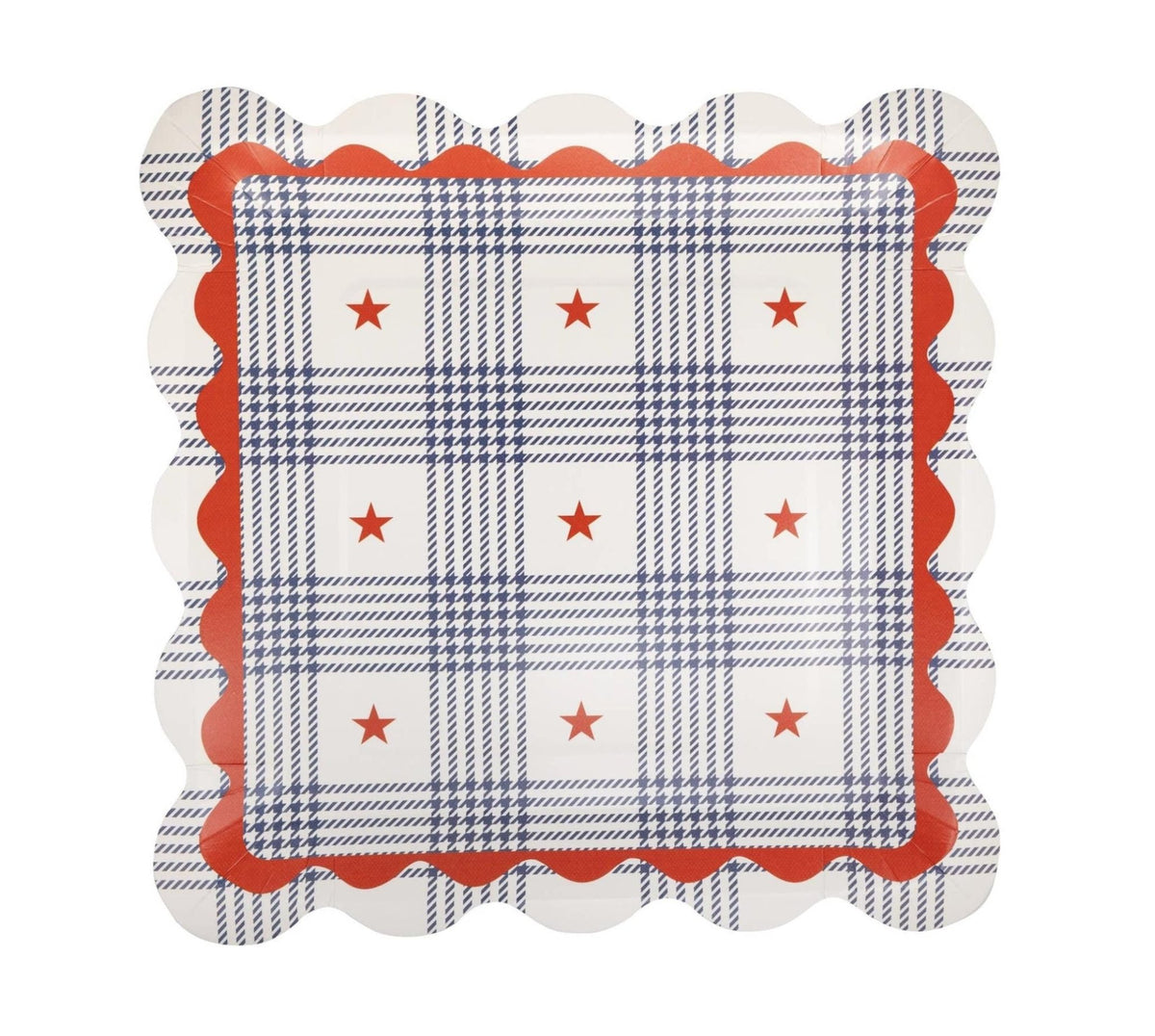 Americana Plaid Star Plates 8ct - Stesha Party