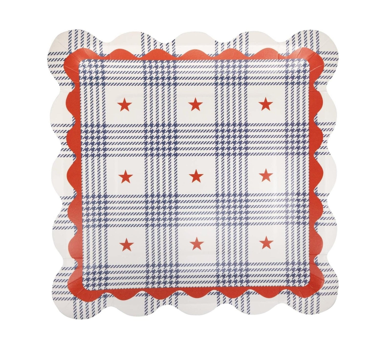Americana Plaid Star Plates 8ct - Stesha Party