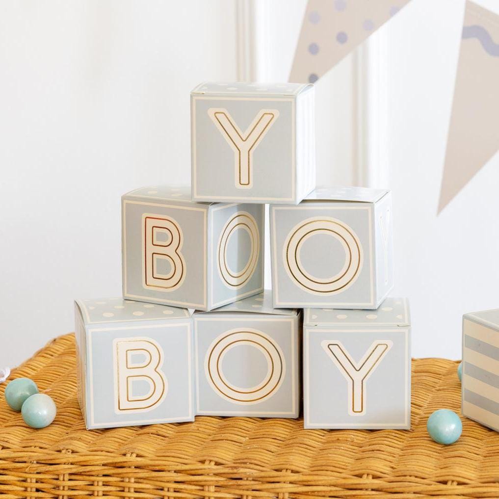 Baby Boy Blocks Treat Boxes 8ct - Stesha Party