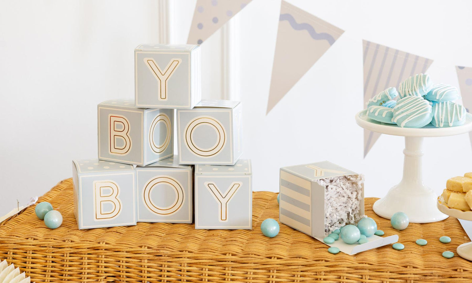 Baby Boy Blocks Treat Boxes 8ct - Stesha Party