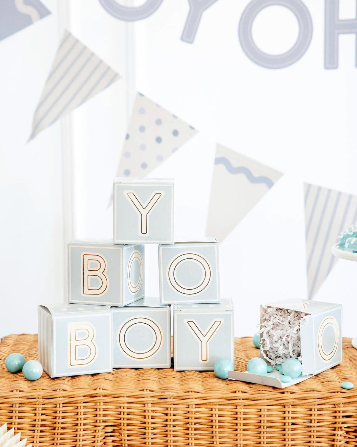 Baby Boy Blocks Treat Boxes 8ct - Stesha Party