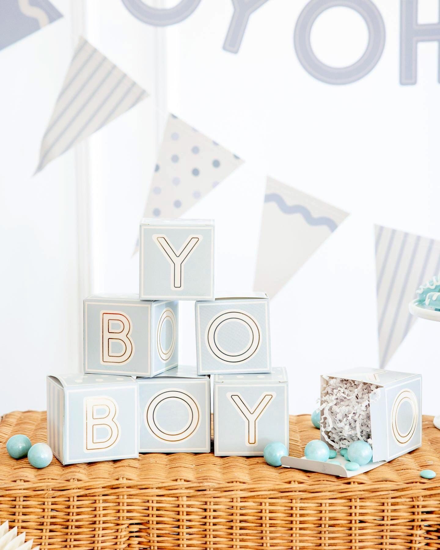 Baby Boy Blocks Treat Boxes 8ct - Stesha Party