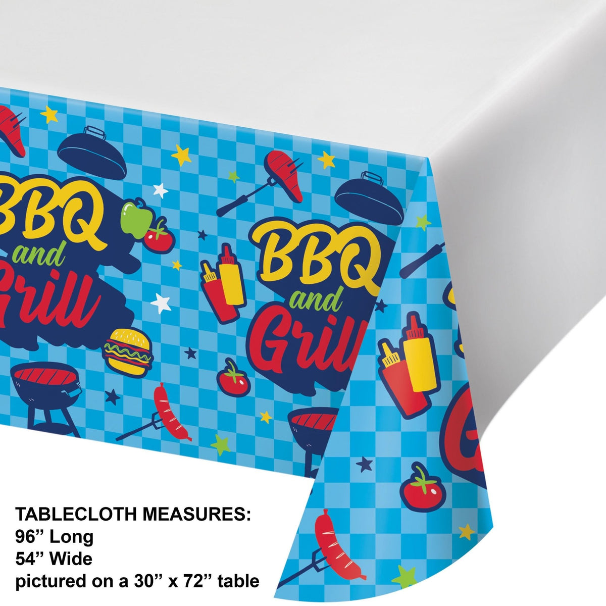 BBQ Grill Party Paper Tablecloth 54" x 96" - Stesha Party