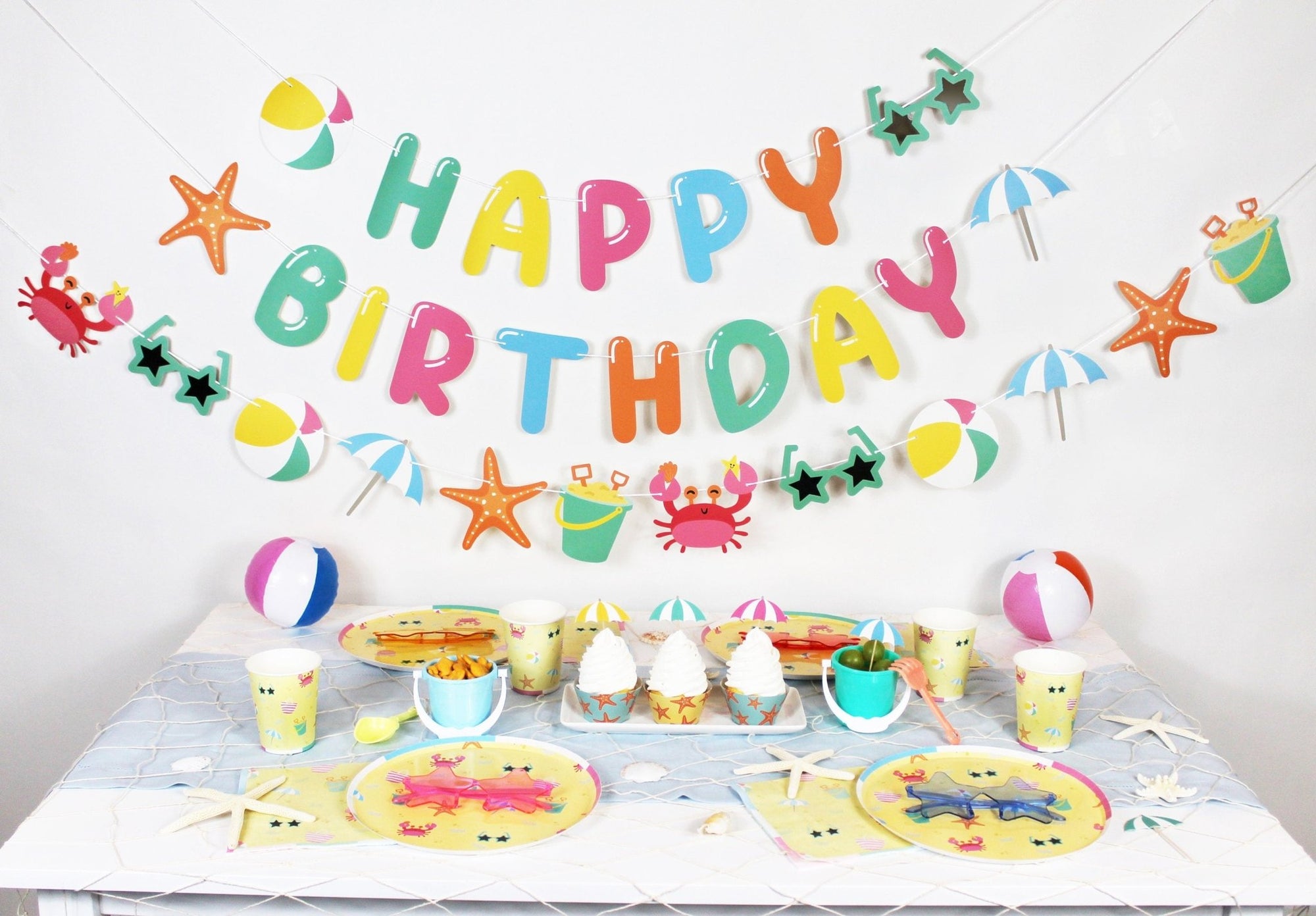 Beach Cupcake Picks & Wrappers 12ct - Stesha Party