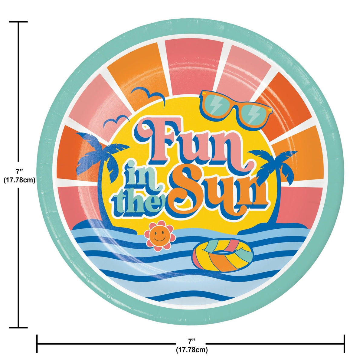 Beach Party Paper Cake Plates 8ct - Stesha Party