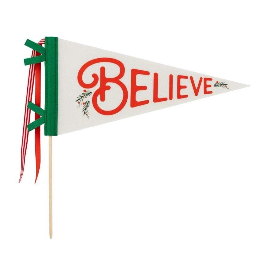 Believe Felt Pennant Christmas Banner - Stesha Party