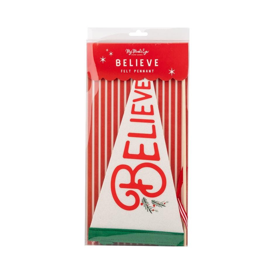 Believe Felt Pennant Christmas Banner - Stesha Party