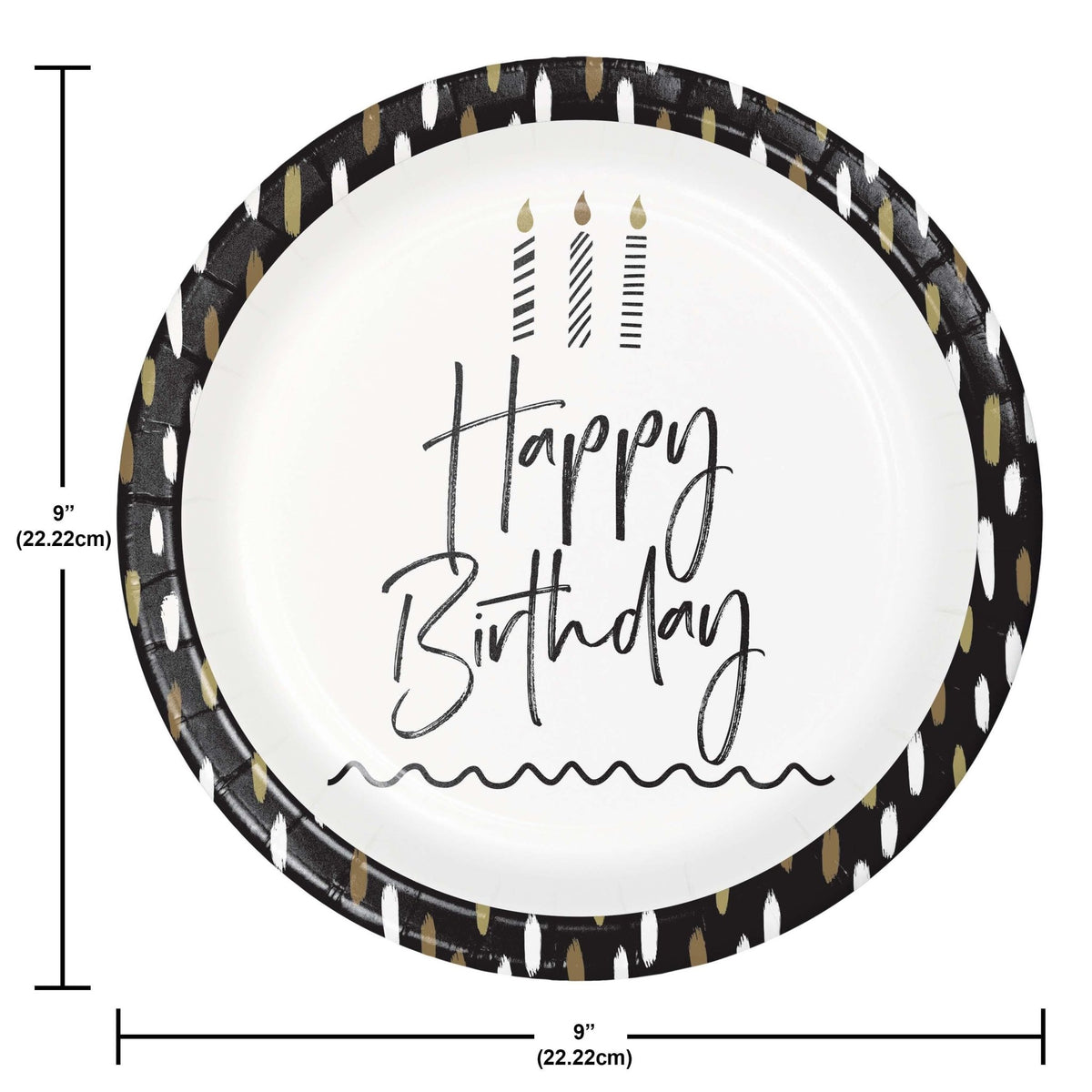 Black and Gold Happy Birthday Plates - Stesha Party