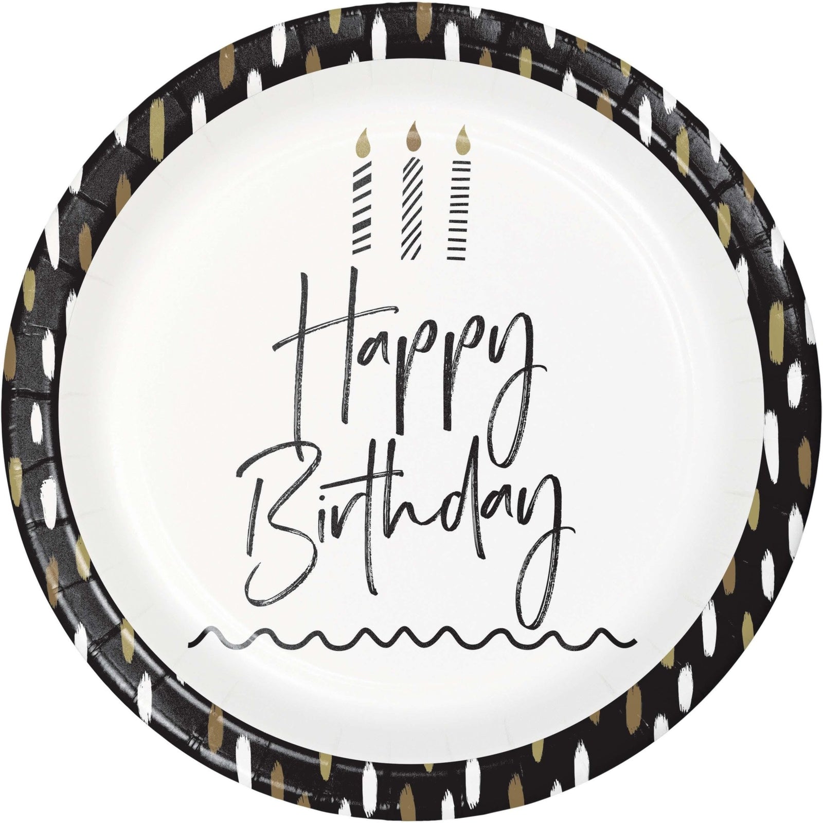 Black and Gold Happy Birthday Plates - Stesha Party