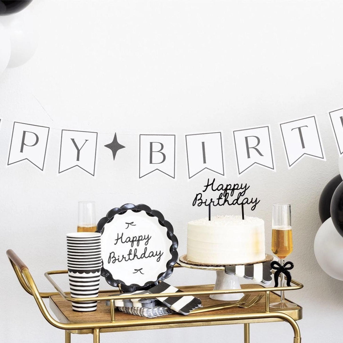 Black and White Striped Cups 8ct - Stesha Party