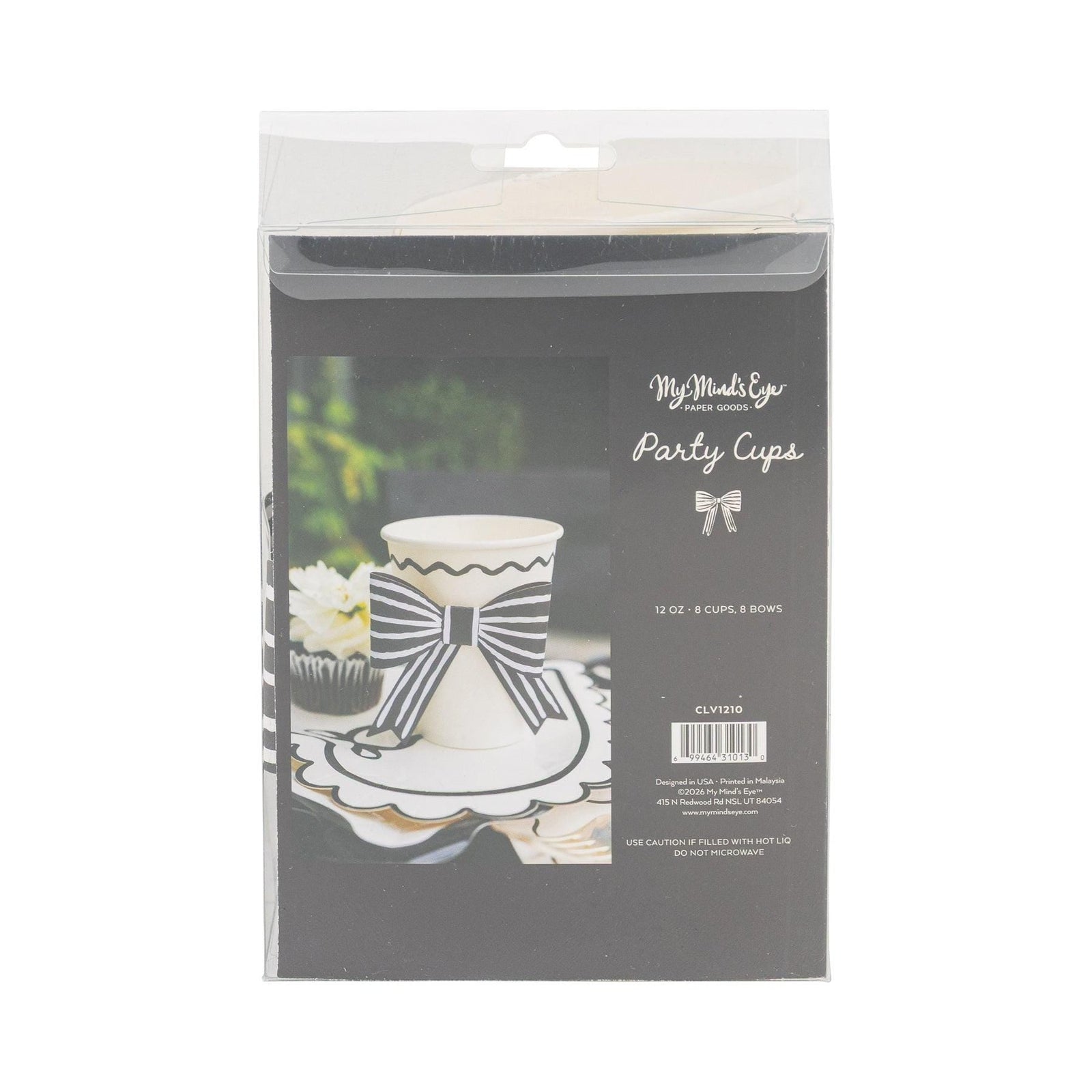Black Bow Party Cups 8ct - Stesha Party