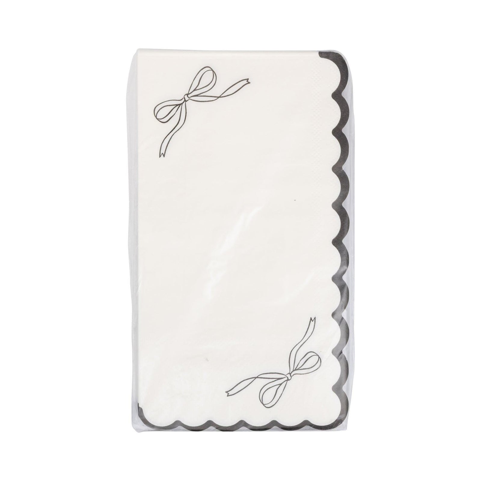 Black Bow Scalloped Paper Napkins 24ct - Stesha Party
