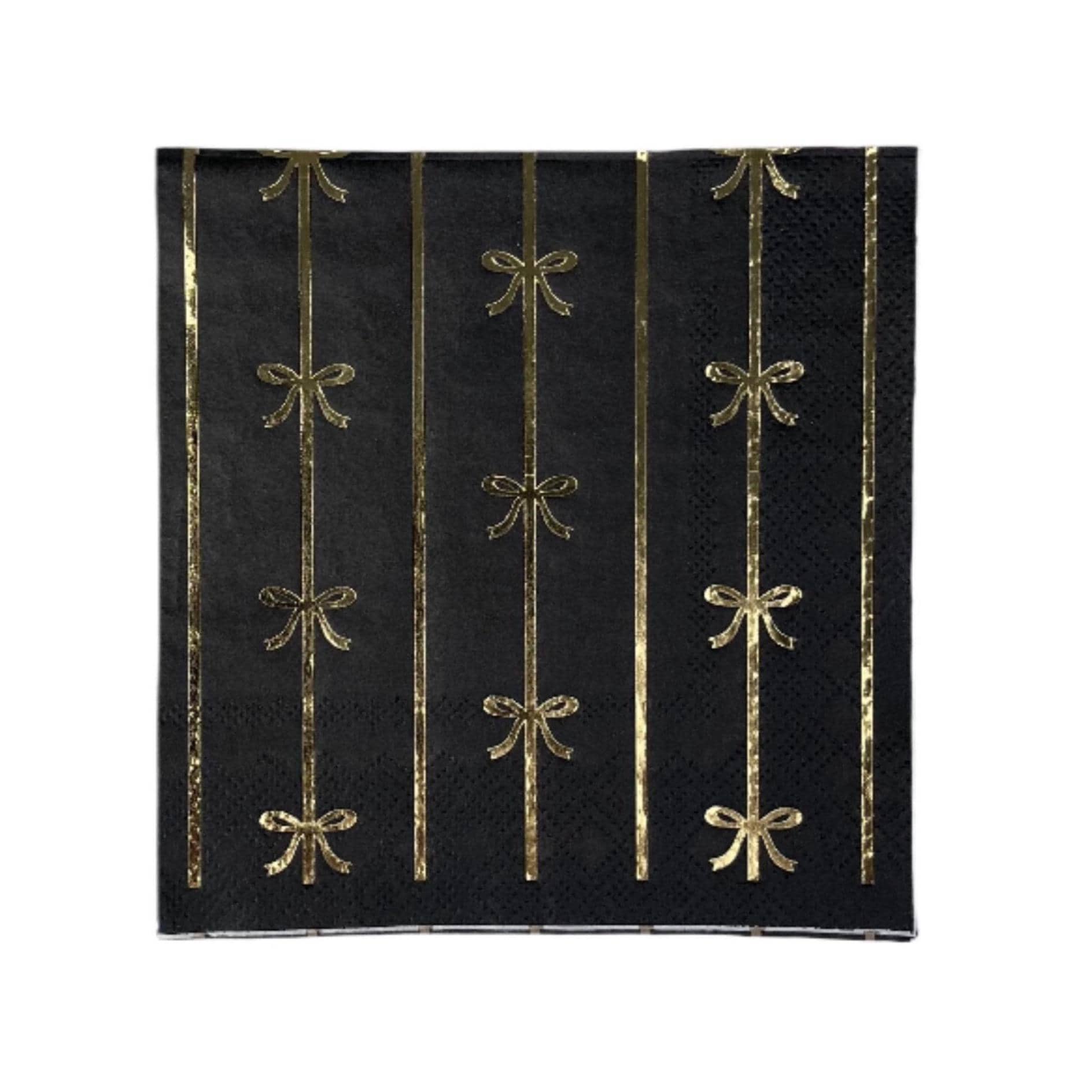 Black & Gold Bow Napkins - Stesha Party