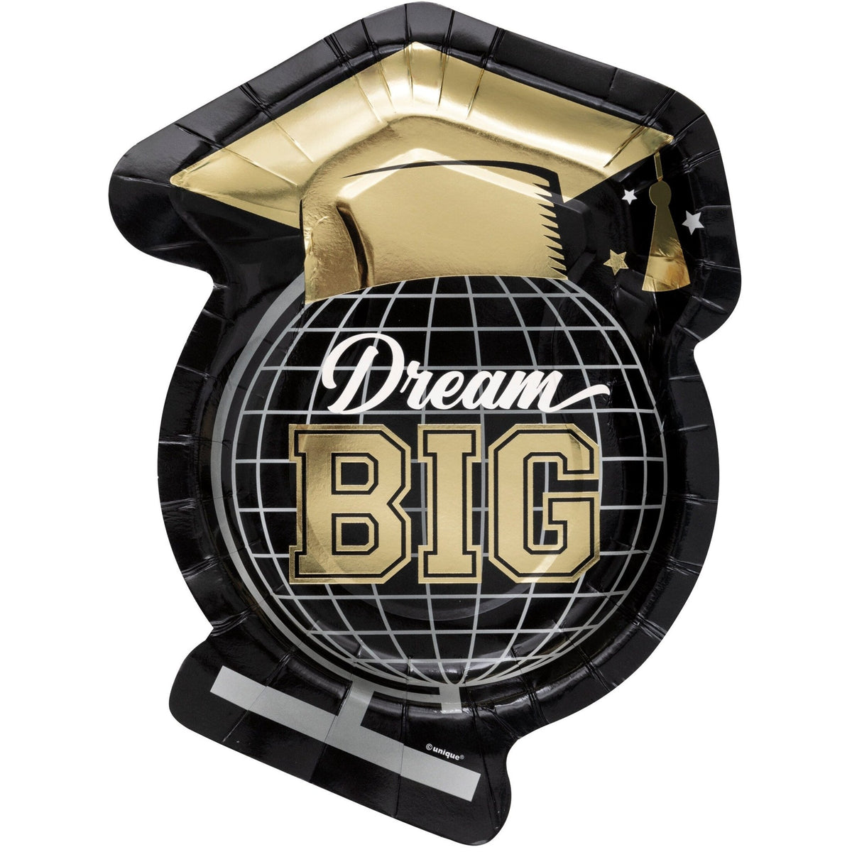 Black & Gold "Dream Big" Graduation Party Paper Plates & Napkins - Stesha Party