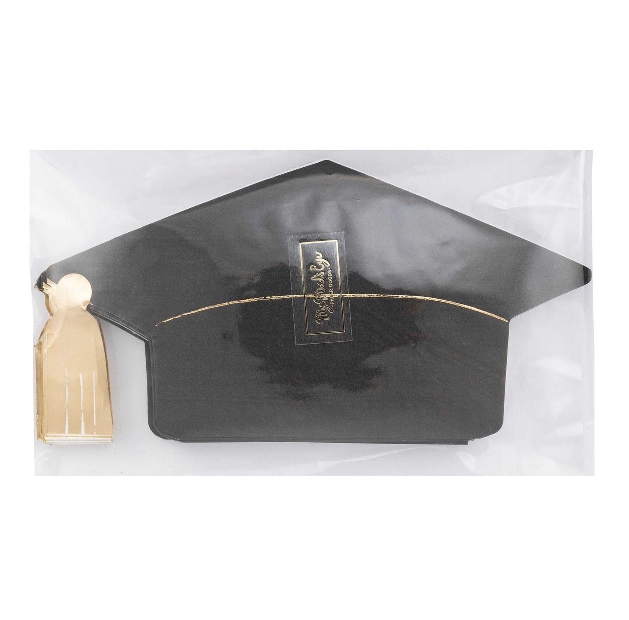 Black & Gold Foil Graduation Cap Napkins 18ct - Stesha Party