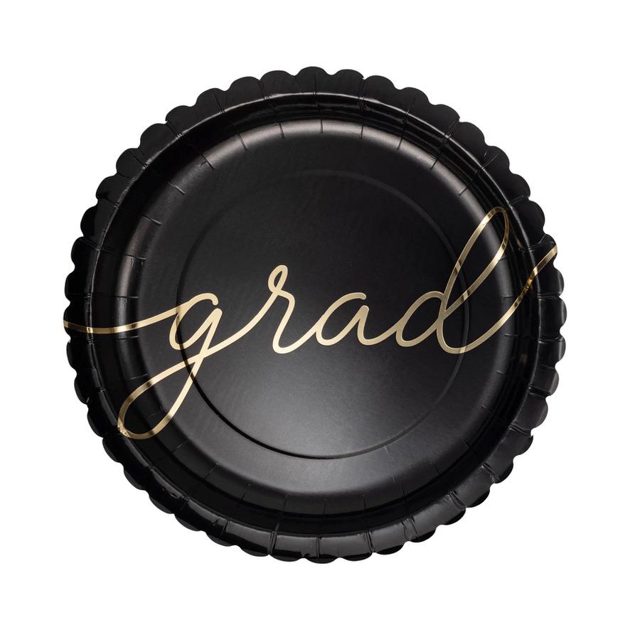 Black & Gold Grad Paper Dinner Plates 8ct - Stesha Party