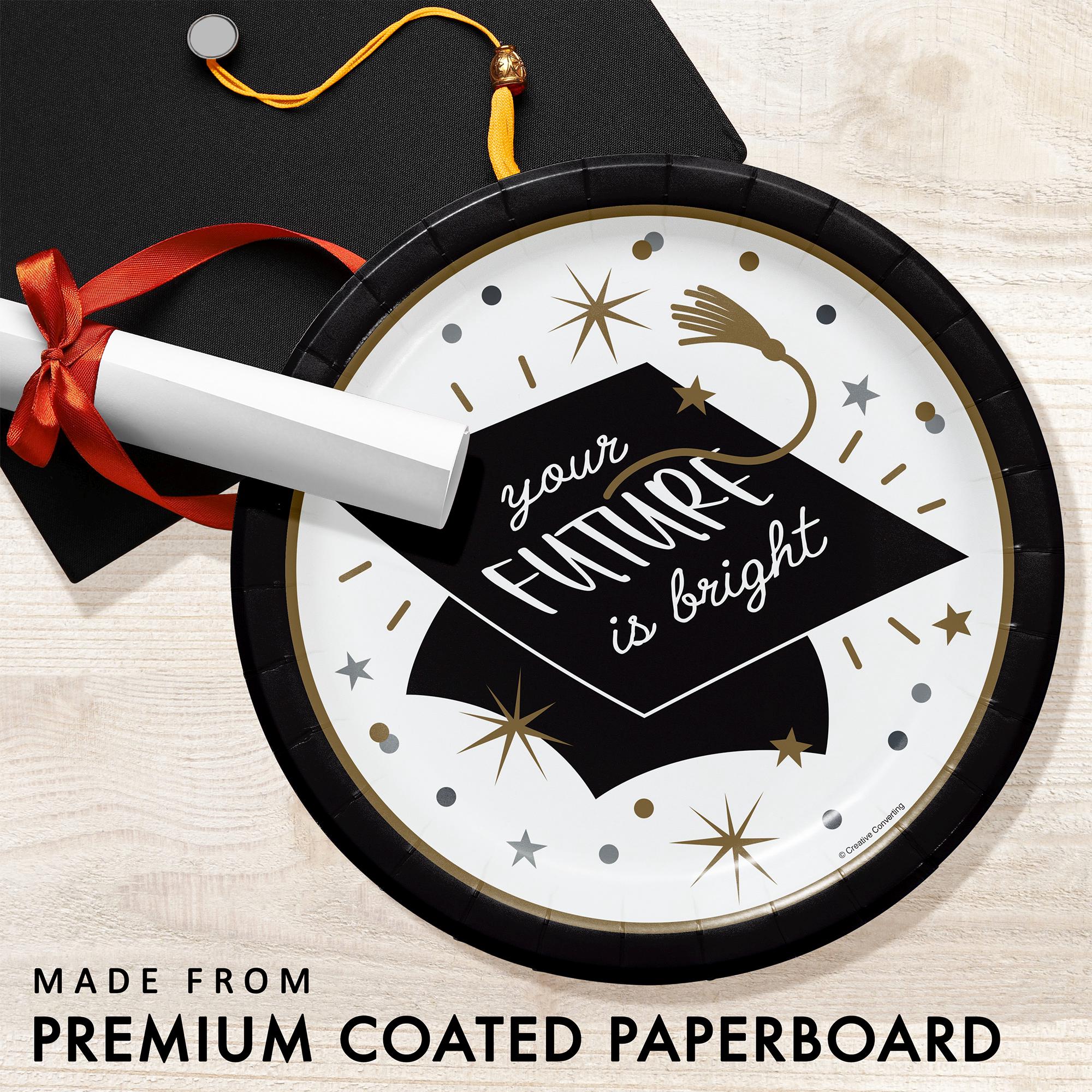 Black & Gold Graduation Cap Plates - Stesha Party