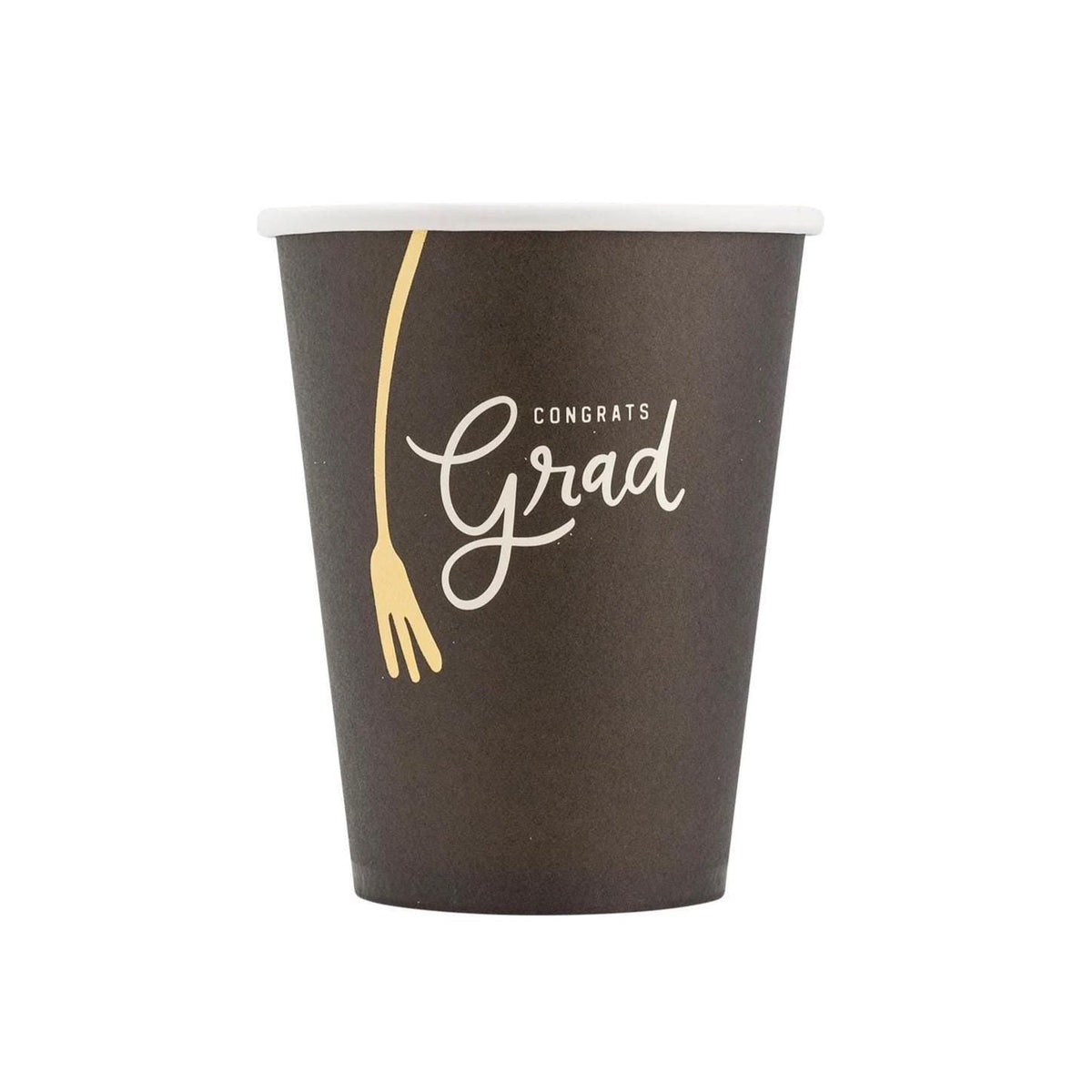 Black &amp; Gold Graduation Cups 8ct - Stesha Party