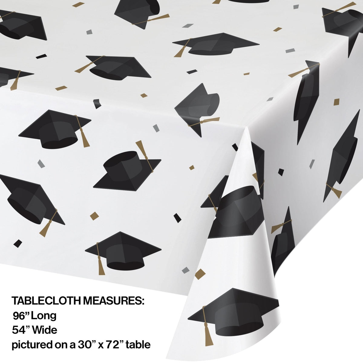 Black & Gold Graduation Party Tablecloth - Stesha Party