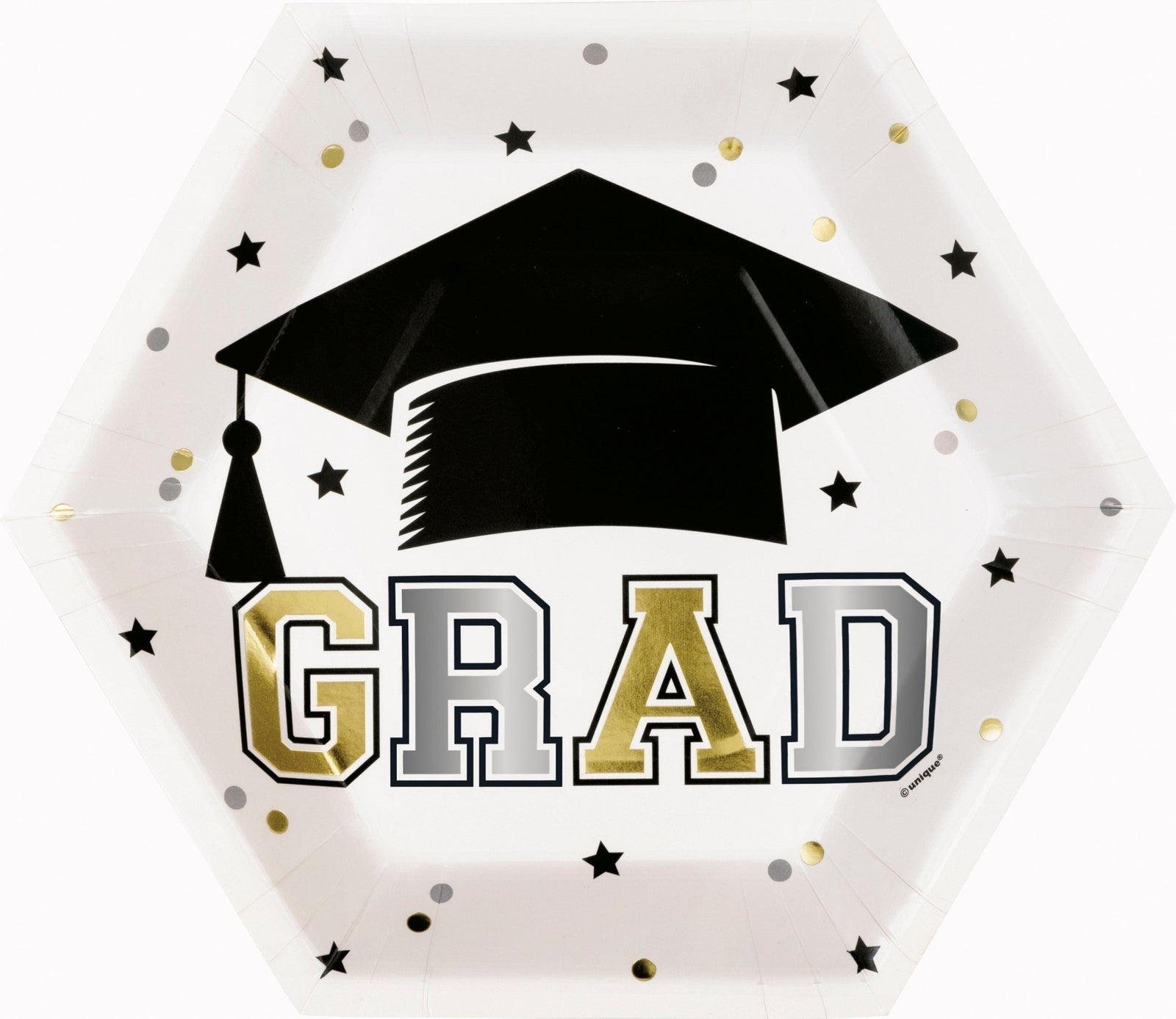 Black, Gold & Silver Graduation Party Plates - Stesha Party