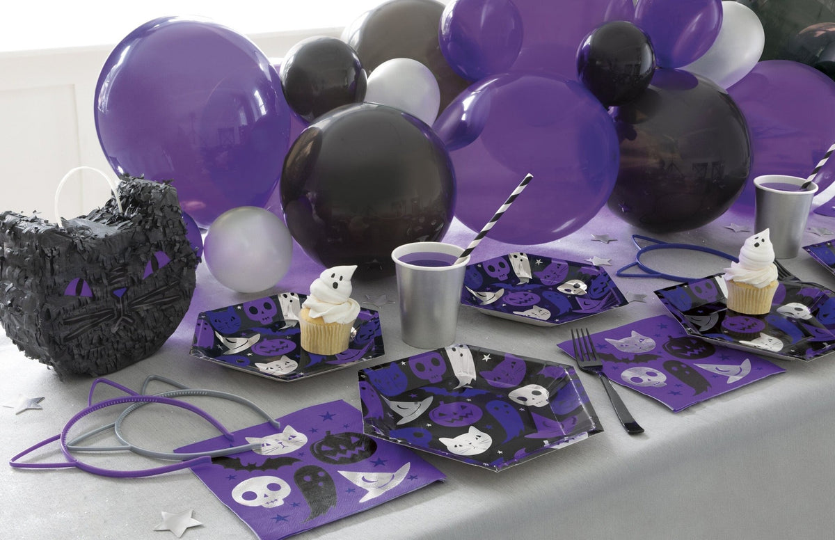 Black & Purple Spooky Halloween Plates - Stesha Party