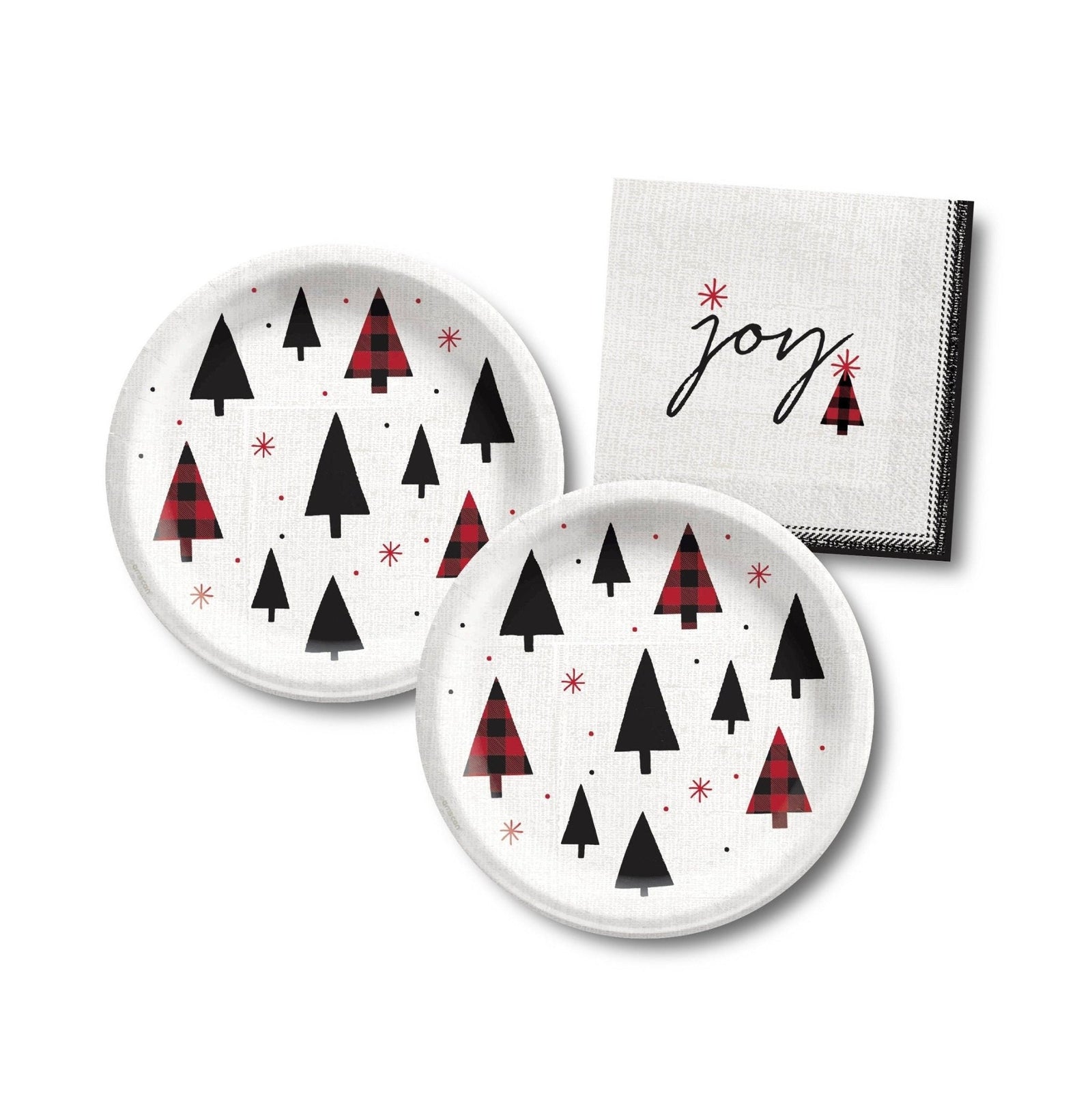 Black & Red Plaid Holiday Party Supplies - Stesha Party