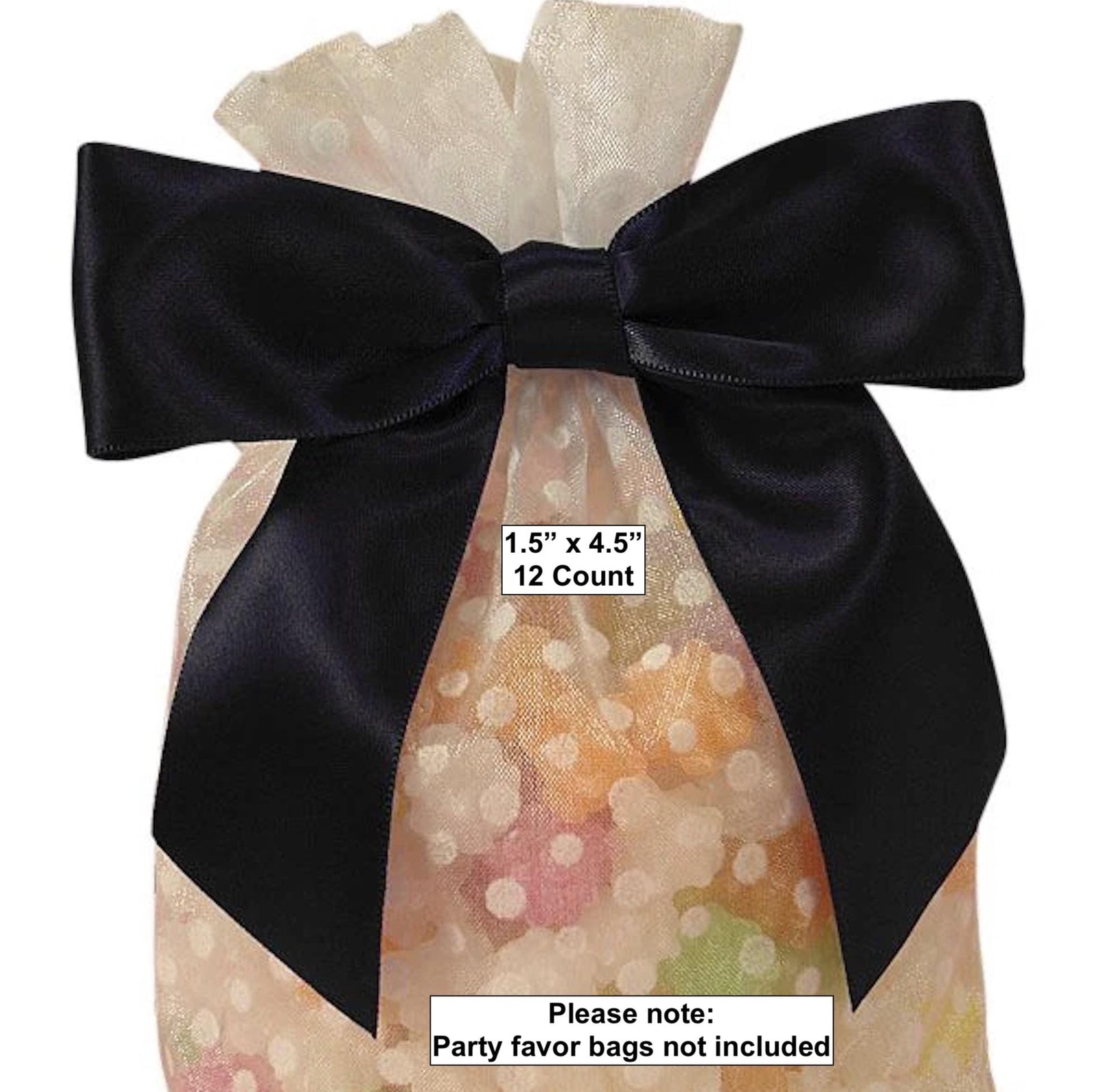 Black Satin Pre - Tied Bows 12ct - Stesha Party