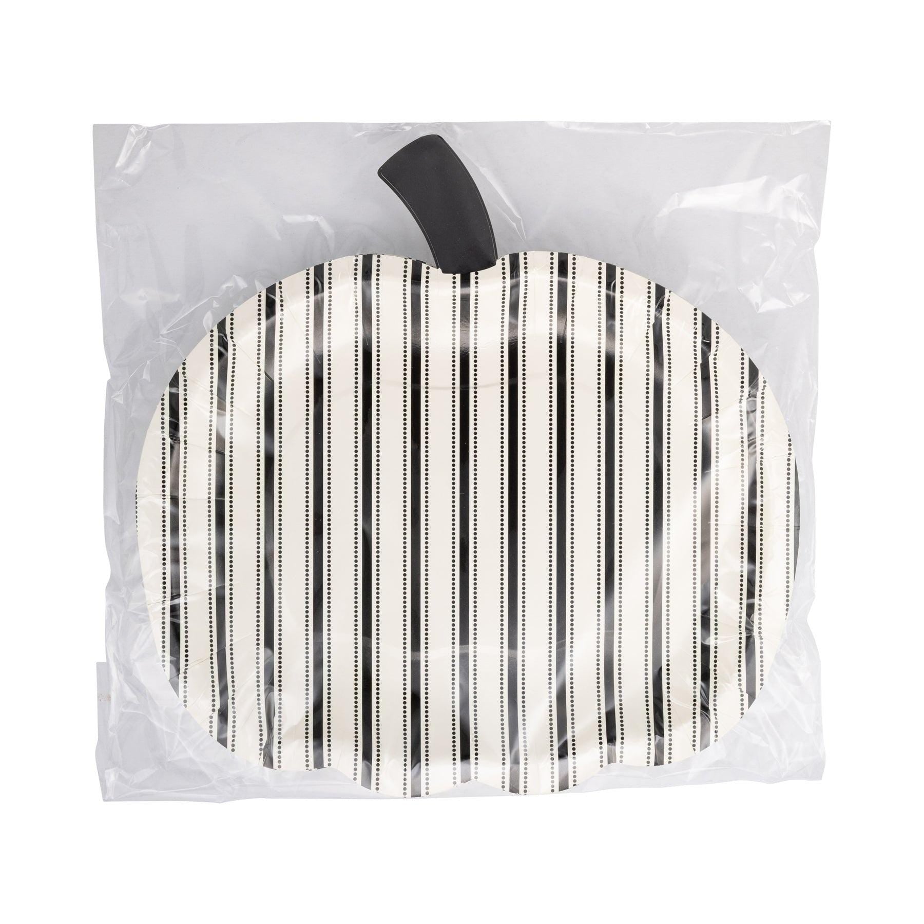 Black Stripe Pumpkin Paper Plates - Stesha Party