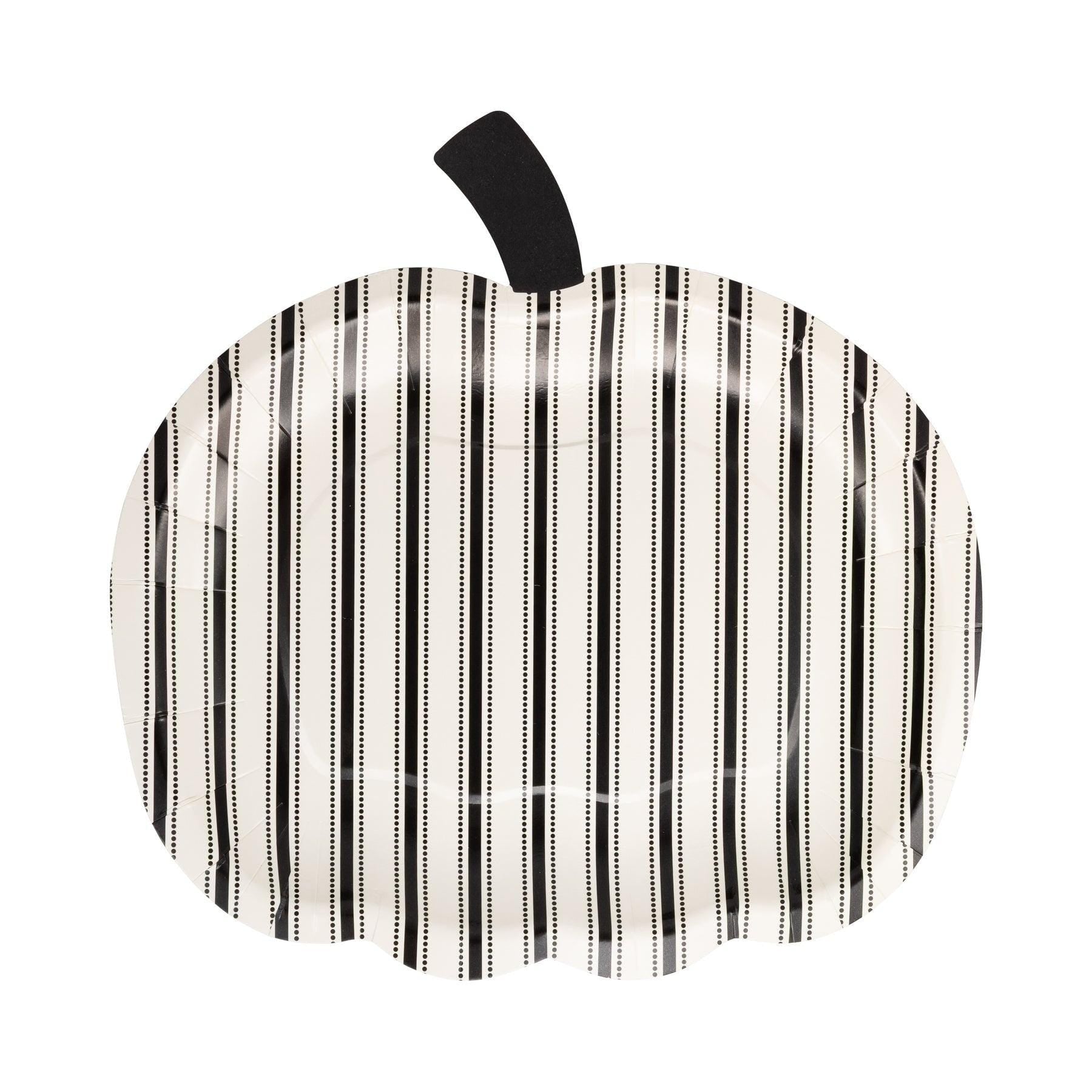 Black Stripe Pumpkin Paper Plates - Stesha Party