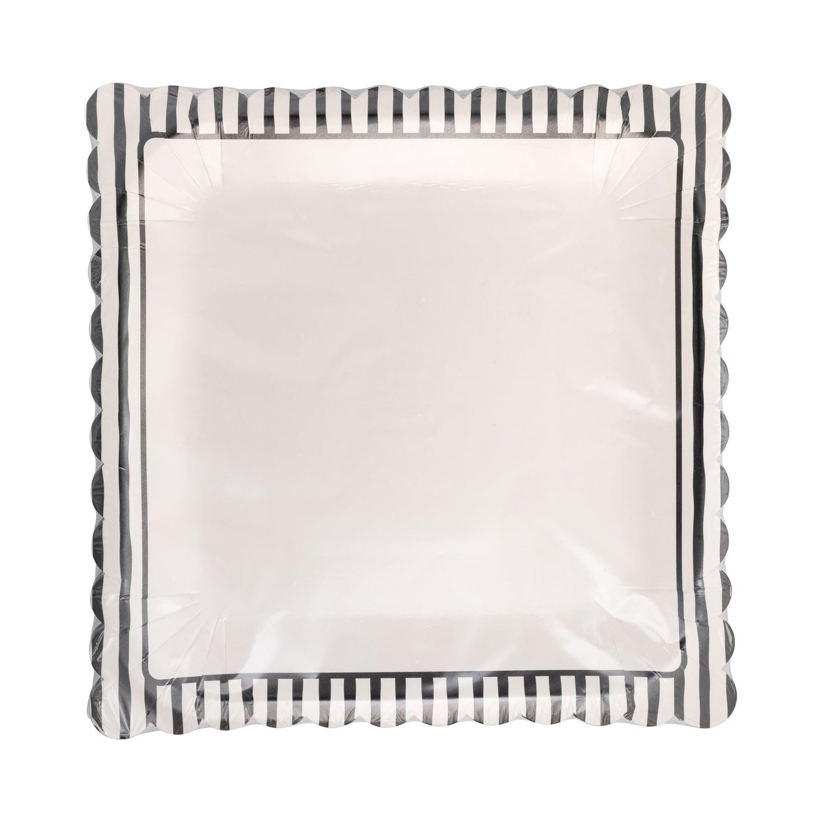 Black Stripe Scalloped Plates 8ct - Stesha Party